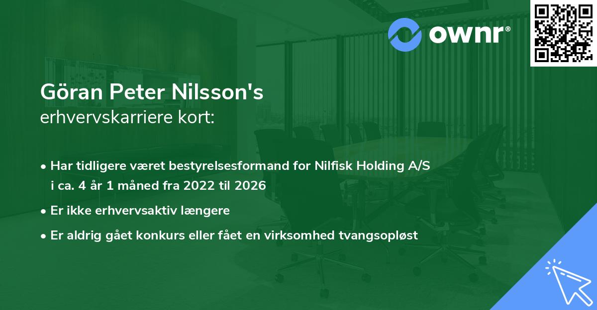 Göran Peter Nilsson's erhvervskarriere kort