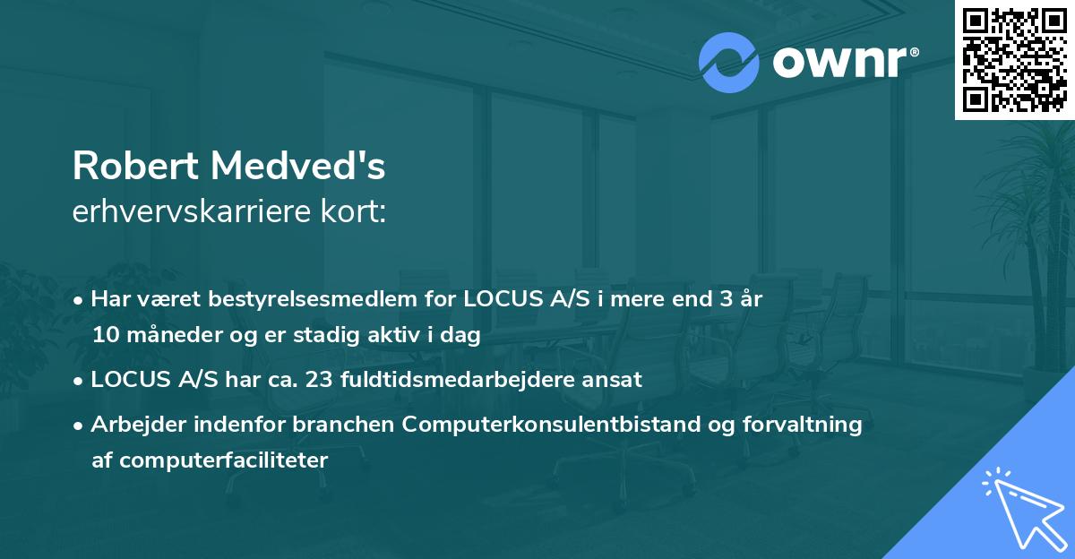 Robert Medved's erhvervskarriere kort