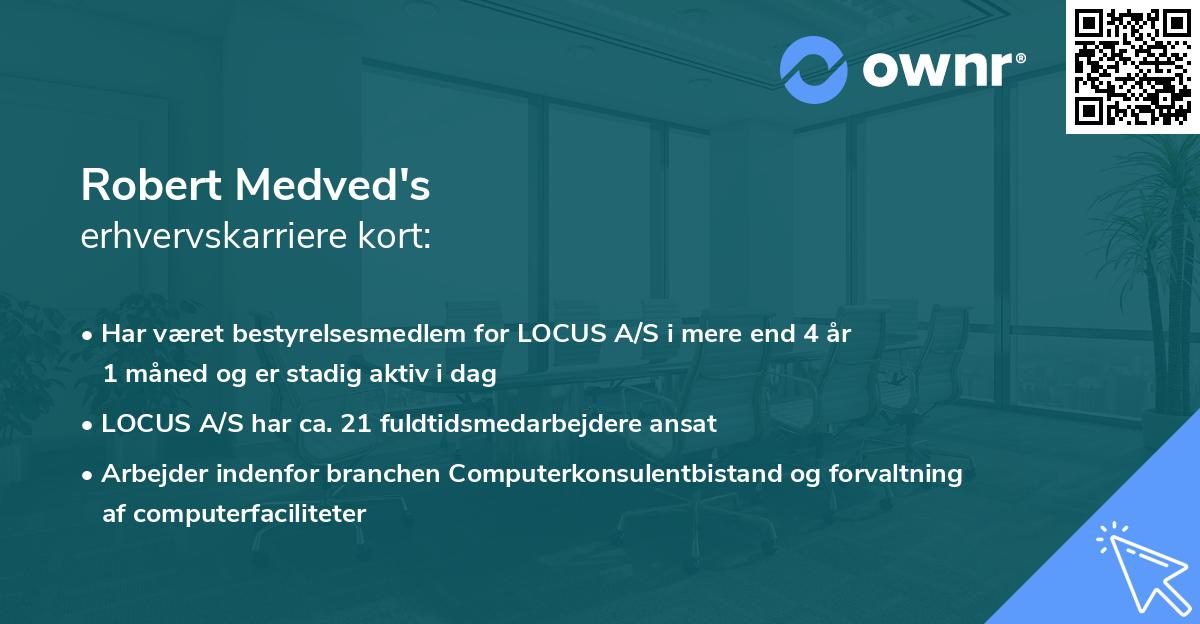 Robert Medved's erhvervskarriere kort