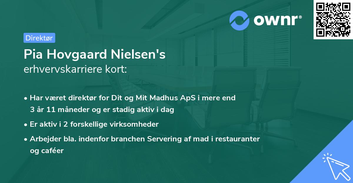 Pia Hovgaard Nielsen's erhvervskarriere kort
