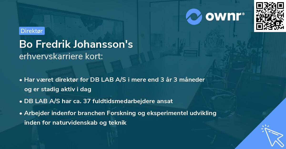 Bo Fredrik Johansson's erhvervskarriere kort