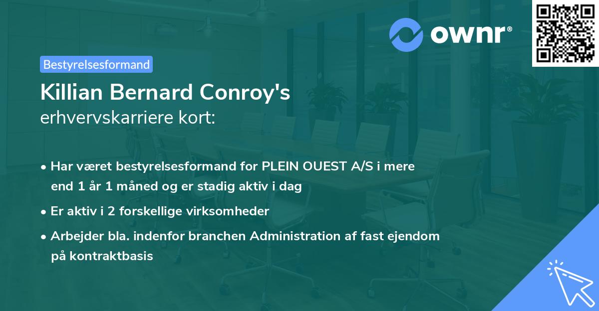 Killian Bernard Conroy's erhvervskarriere kort