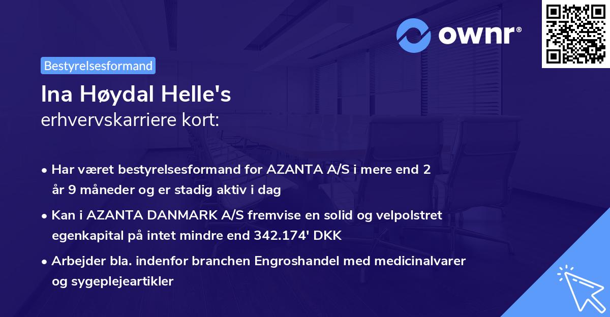 Ina Høydal Helle's erhvervskarriere kort