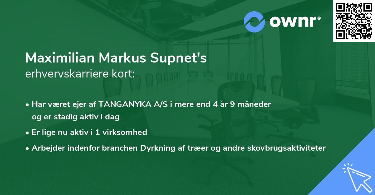 Maximilian Markus Supnet's erhvervskarriere kort