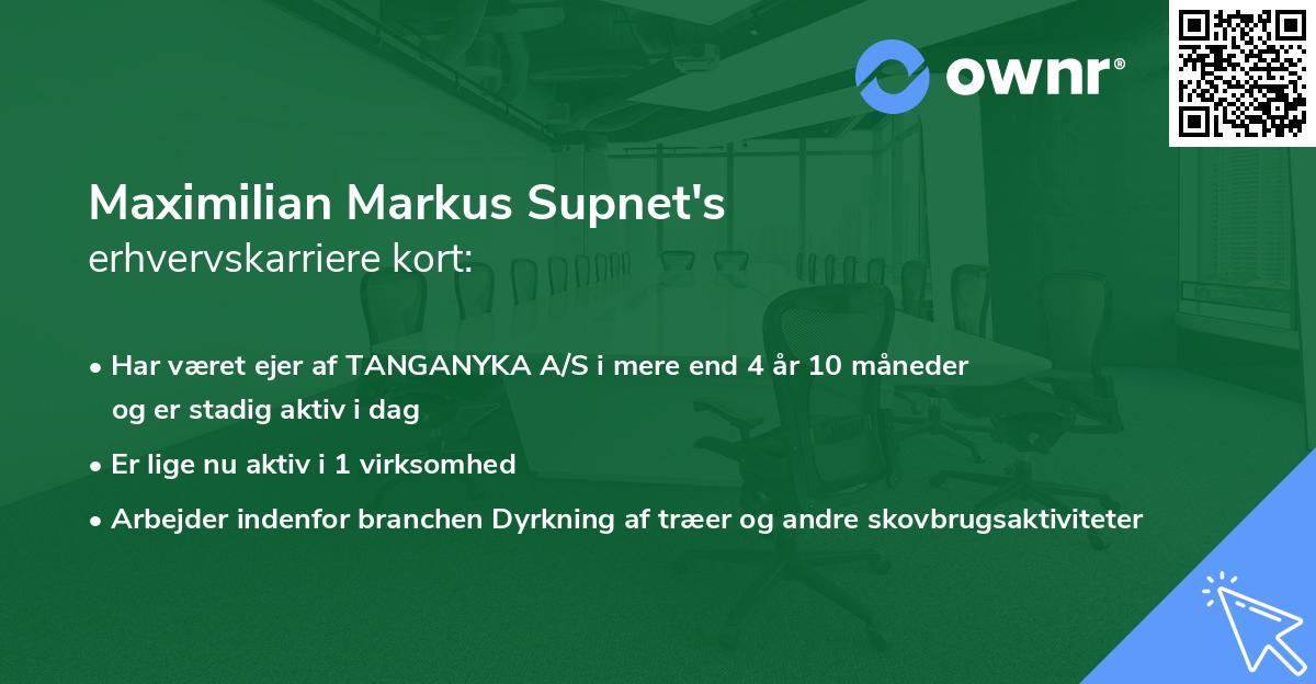 Maximilian Markus Supnet's erhvervskarriere kort