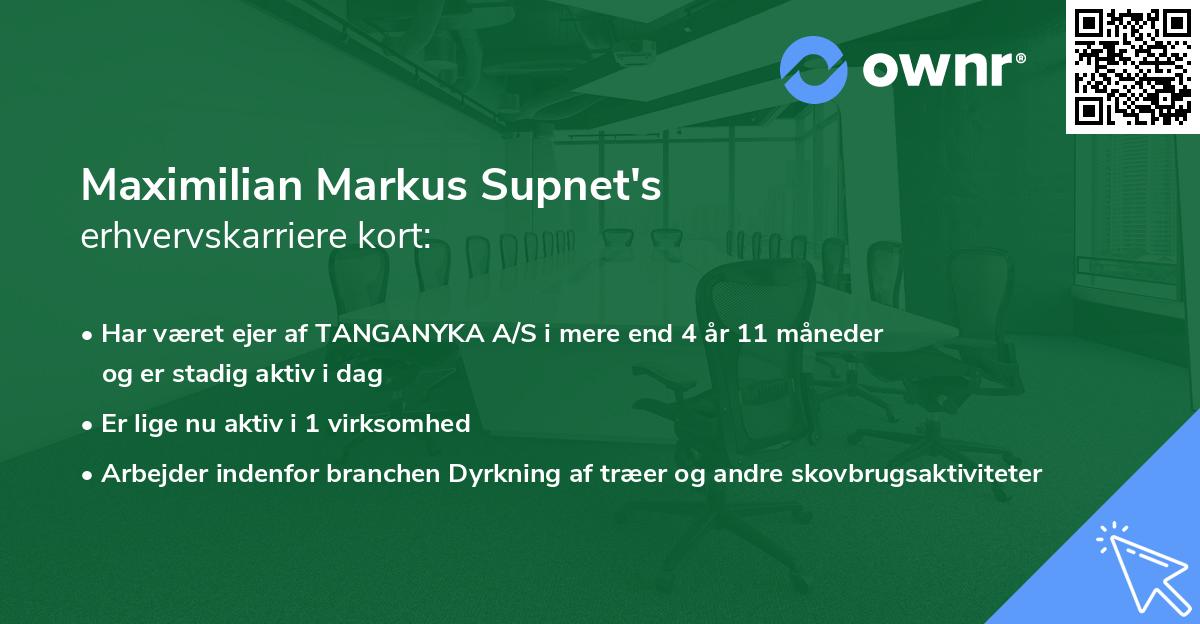 Maximilian Markus Supnet's erhvervskarriere kort