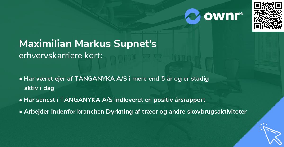Maximilian Markus Supnet's erhvervskarriere kort