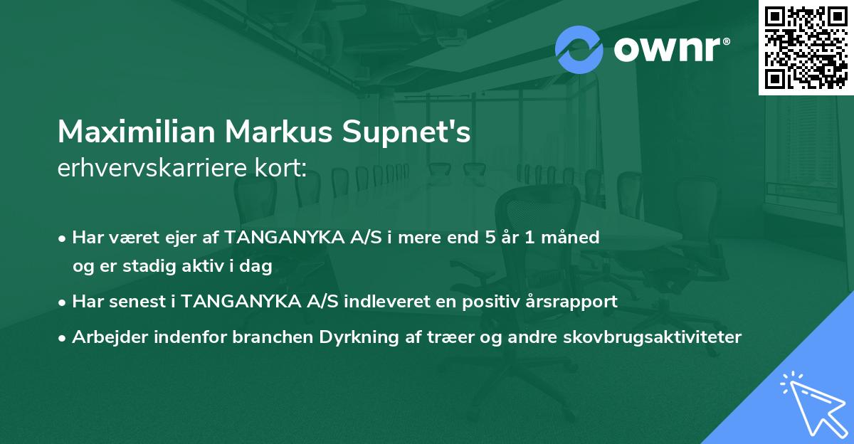 Maximilian Markus Supnet's erhvervskarriere kort