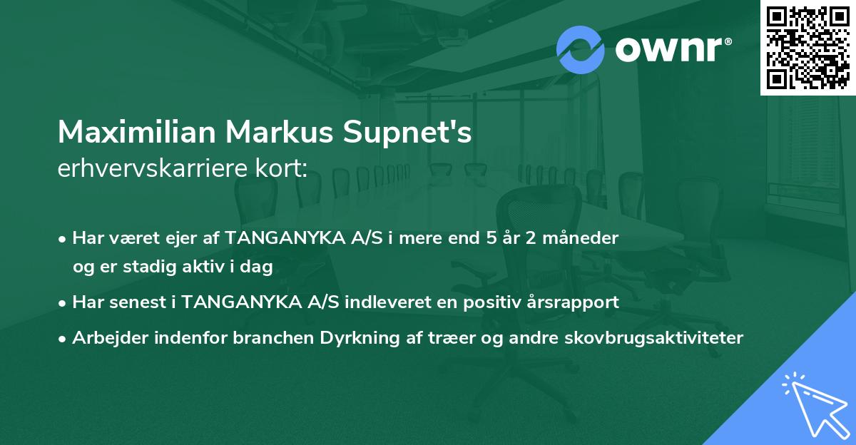 Maximilian Markus Supnet's erhvervskarriere kort