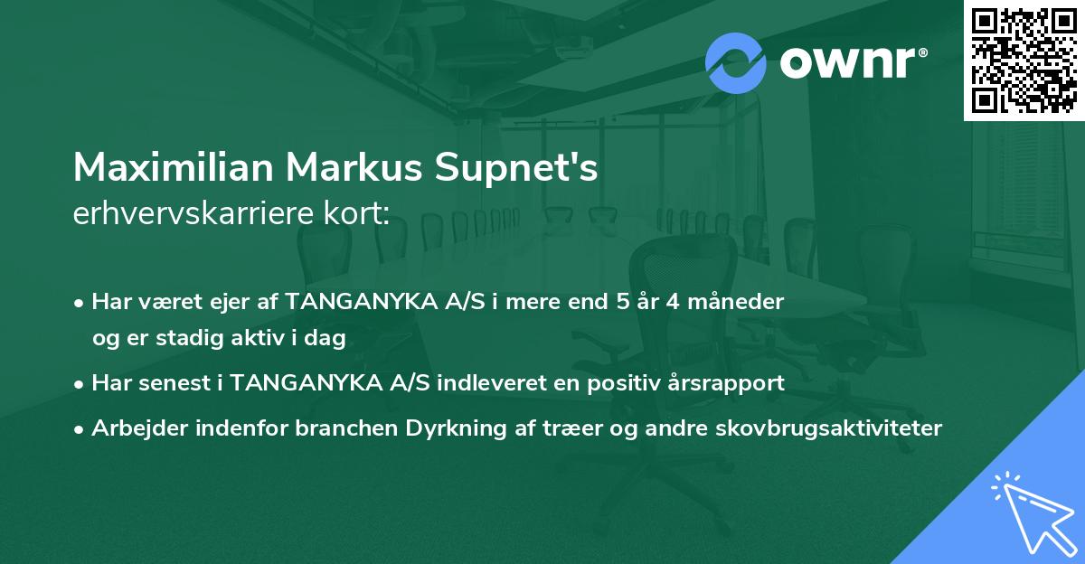 Maximilian Markus Supnet's erhvervskarriere kort