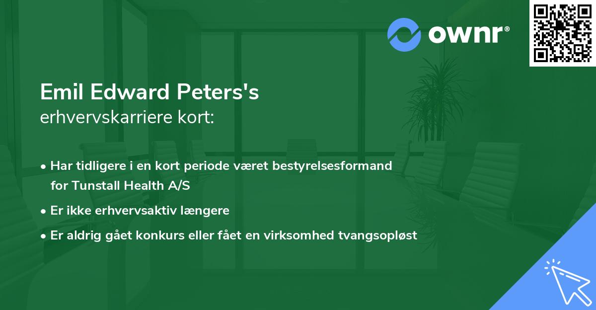 Emil Edward Peters's erhvervskarriere kort