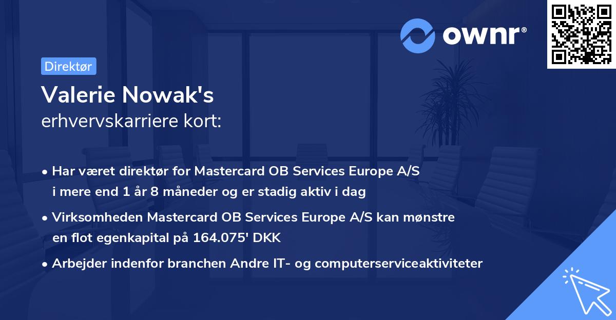 Valerie Nowak's erhvervskarriere kort