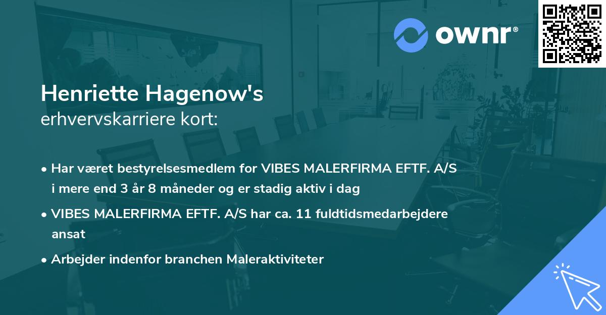 Henriette Hagenow's erhvervskarriere kort
