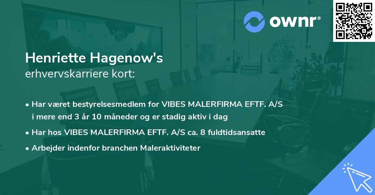 Henriette Hagenow's erhvervskarriere kort