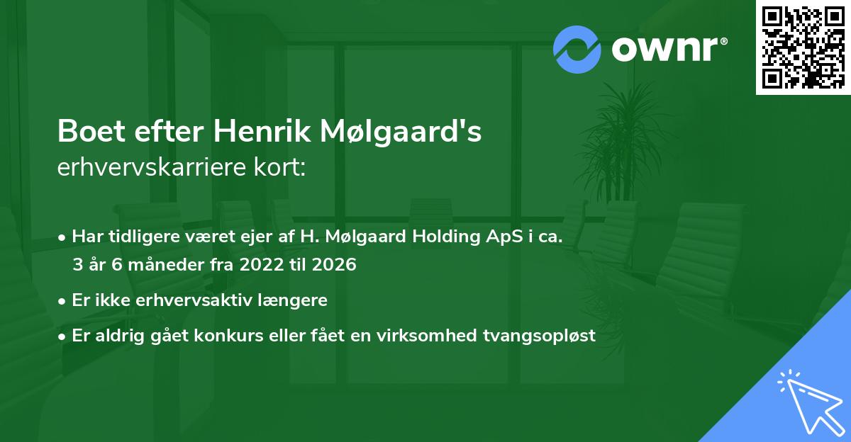 Boet efter Henrik Mølgaard's erhvervskarriere kort