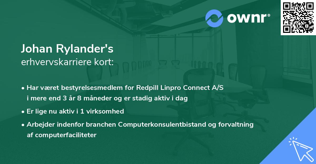 Johan Rylander's erhvervskarriere kort