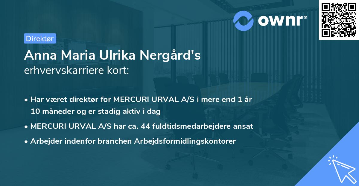 Anna Maria Ulrika Nergård's erhvervskarriere kort