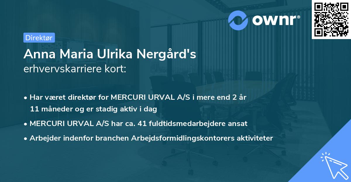 Anna Maria Ulrika Nergård's erhvervskarriere kort