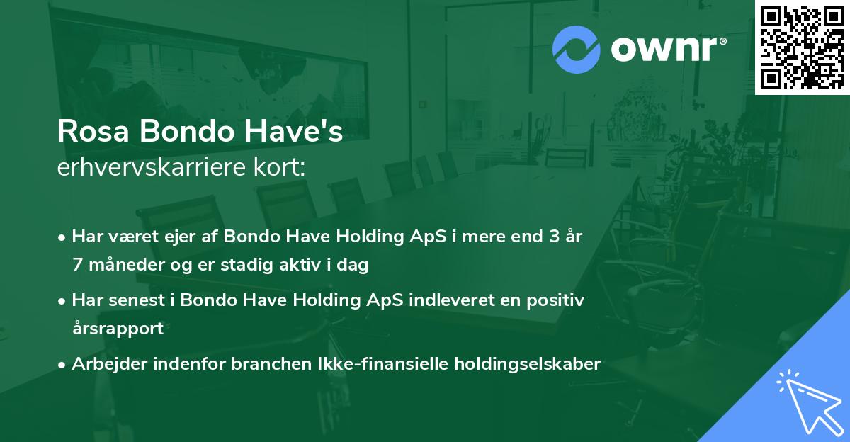 Rosa Bondo Have's erhvervskarriere kort