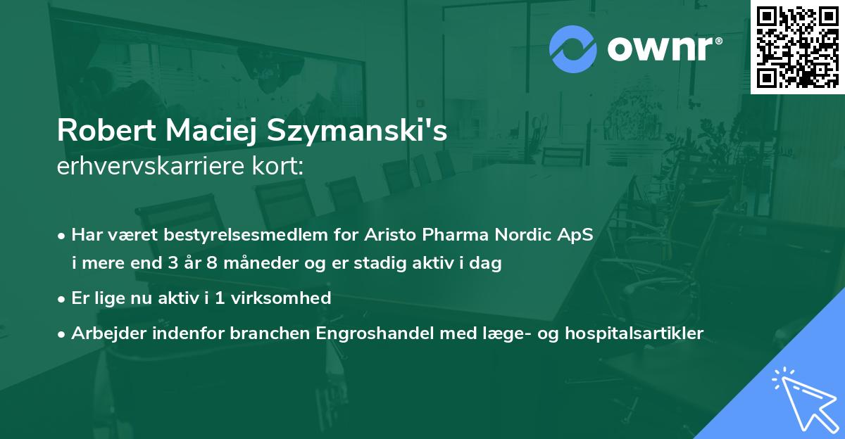 Robert Maciej Szymanski's erhvervskarriere kort