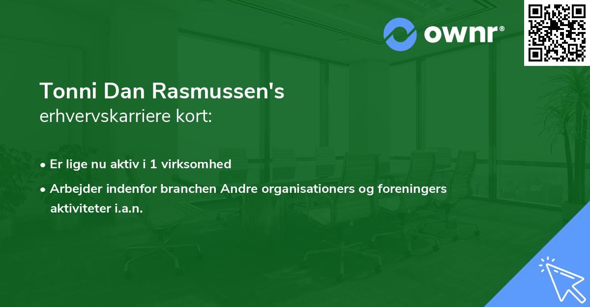 Tonni Dan Rasmussen's erhvervskarriere kort