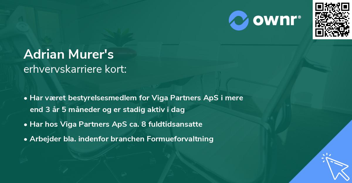 Adrian Murer's erhvervskarriere kort