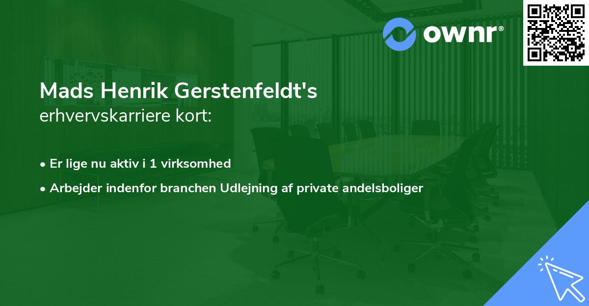 Mads Henrik Gerstenfeldt's erhvervskarriere kort