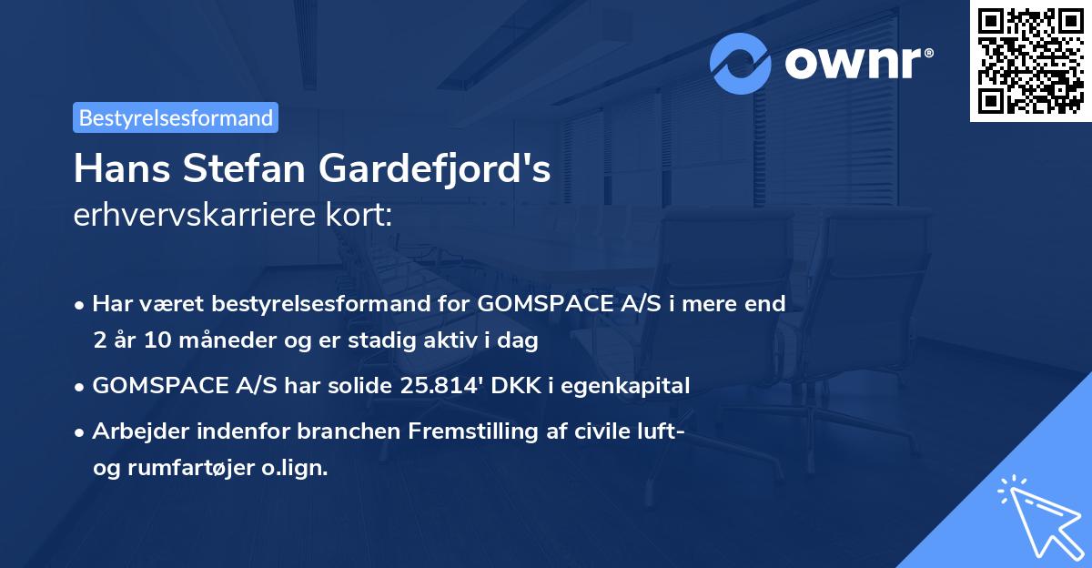 Hans Stefan Gardefjord's erhvervskarriere kort
