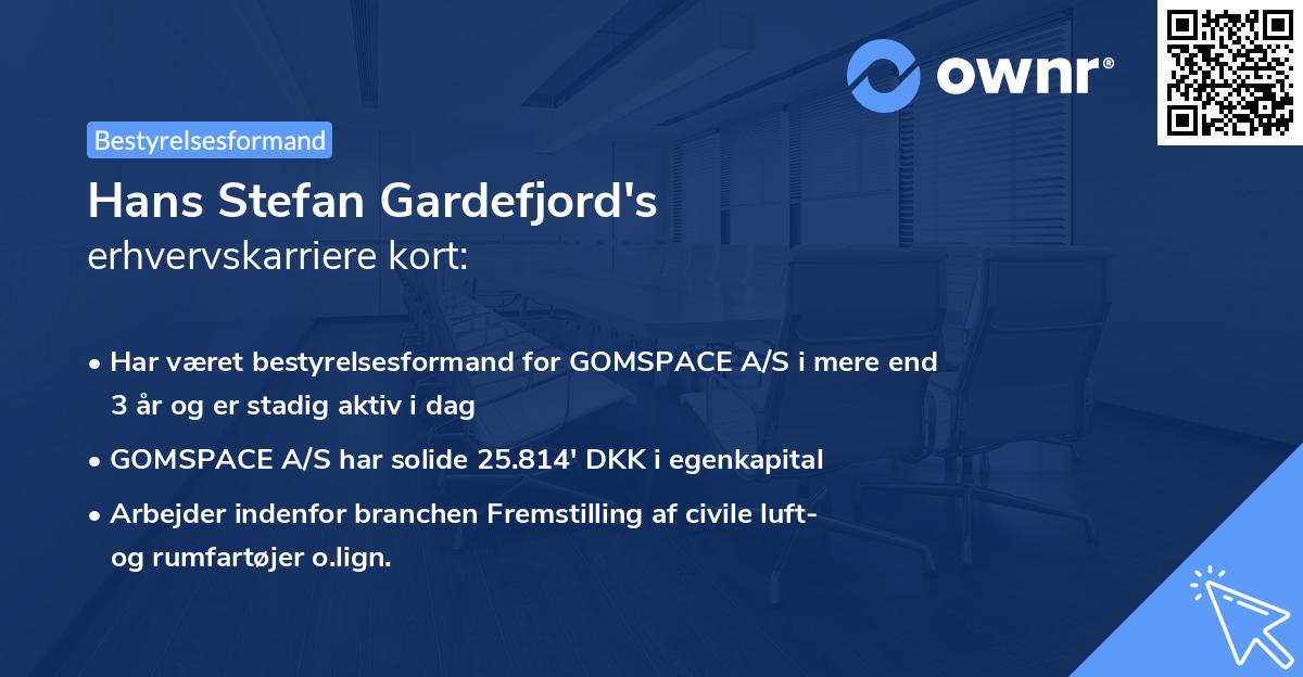 Hans Stefan Gardefjord's erhvervskarriere kort