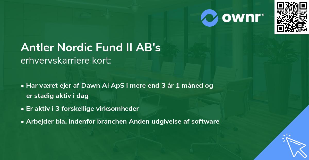 Antler Nordic Fund II AB's erhvervskarriere kort