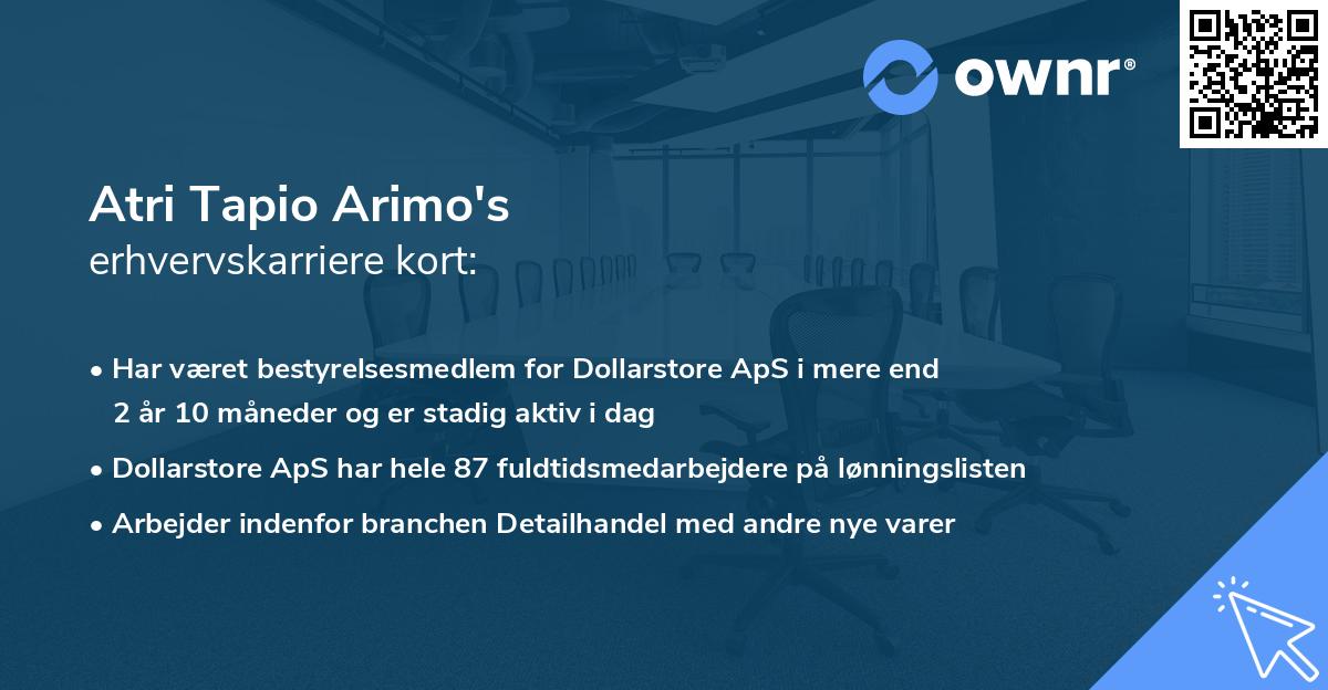 Atri Tapio Arimo's erhvervskarriere kort