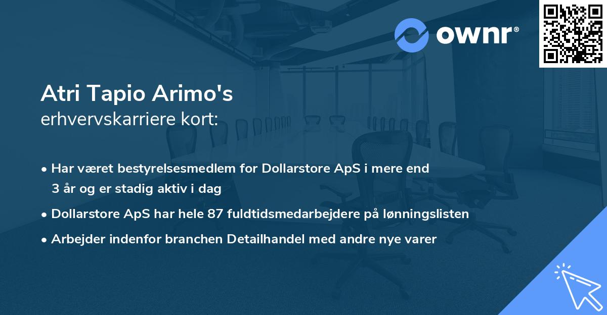 Atri Tapio Arimo's erhvervskarriere kort