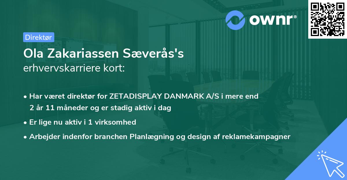 Ola Zakariassen Sæverås's erhvervskarriere kort