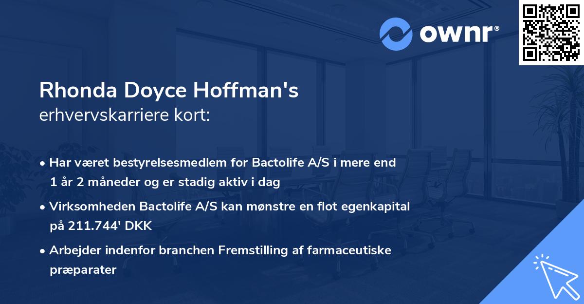 Rhonda Doyce Hoffman's erhvervskarriere kort