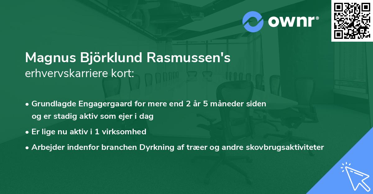 Magnus Björklund Rasmussen's erhvervskarriere kort