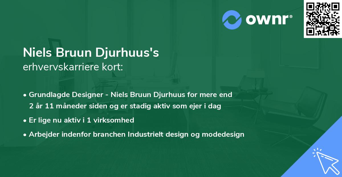 Niels Bruun Djurhuus's erhvervskarriere kort