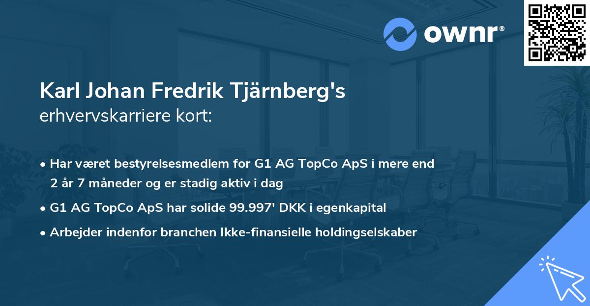 Karl Johan Fredrik Tjärnberg's erhvervskarriere kort
