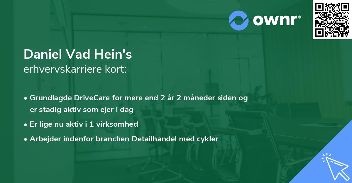 Daniel Vad Hein's erhvervskarriere kort