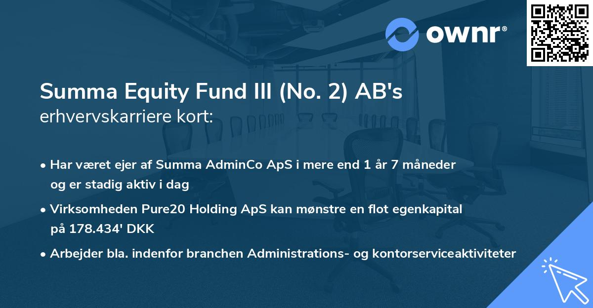 Summa Equity Fund III (No. 2) AB's erhvervskarriere kort
