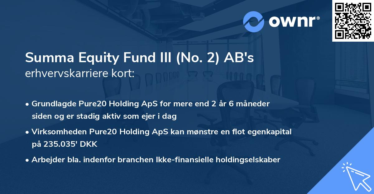 Summa Equity Fund III (No. 2) AB's erhvervskarriere kort