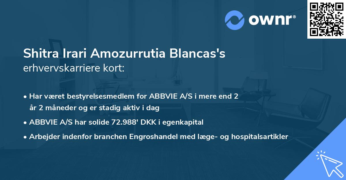 Shitra Irari Amozurrutia Blancas's erhvervskarriere kort