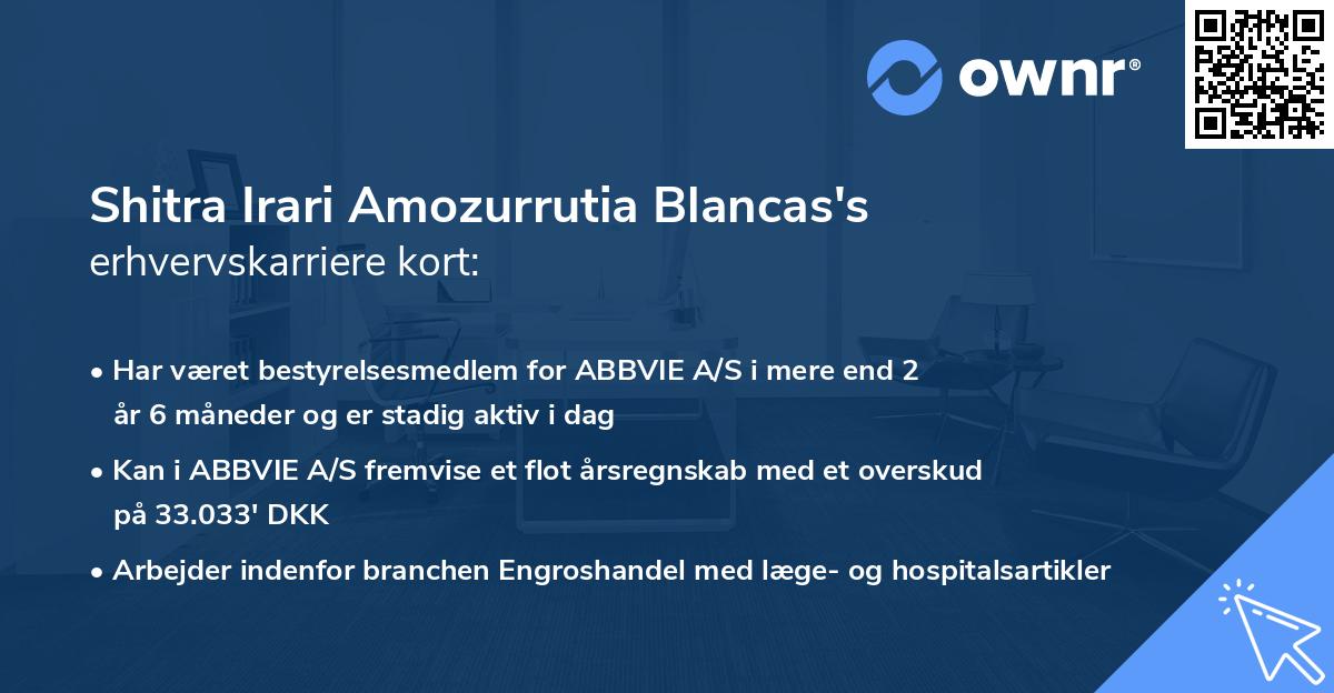 Shitra Irari Amozurrutia Blancas's erhvervskarriere kort