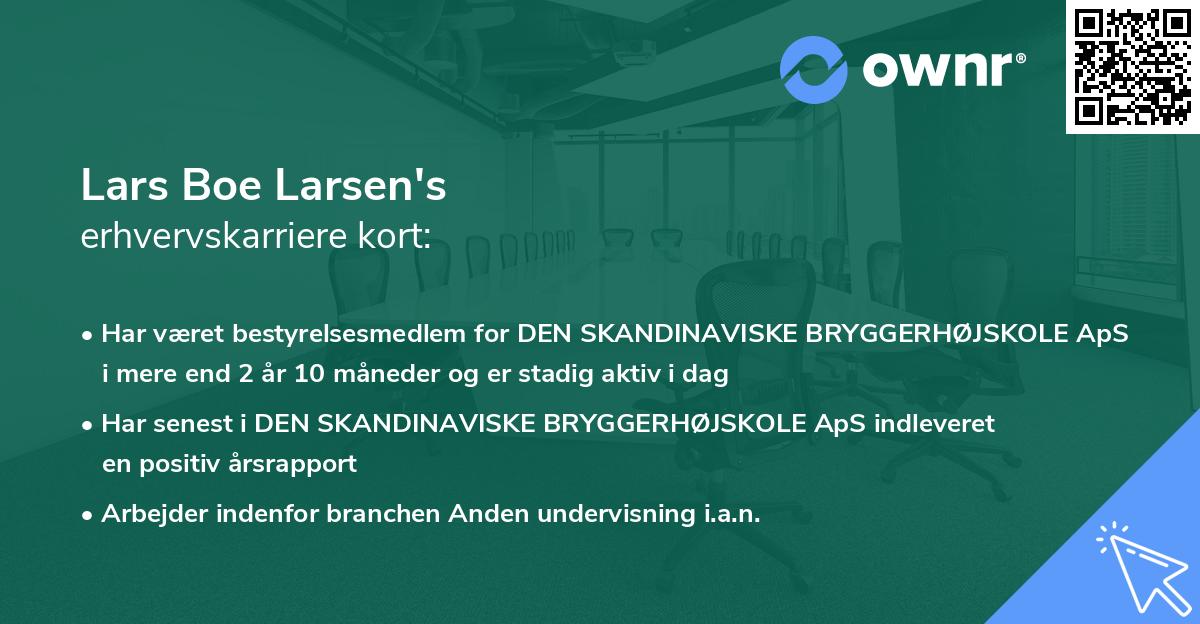 Lars Boe Larsen's erhvervskarriere kort
