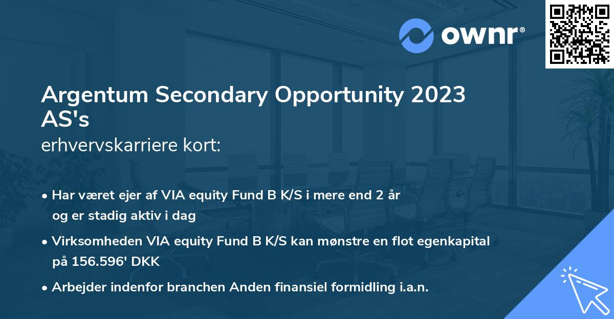 Argentum Secondary Opportunity 2023 AS's erhvervskarriere kort