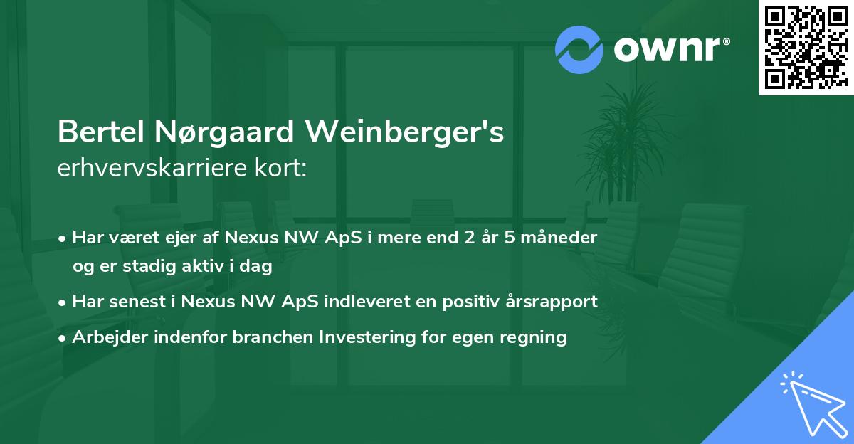 Bertel Nørgaard Weinberger's erhvervskarriere kort