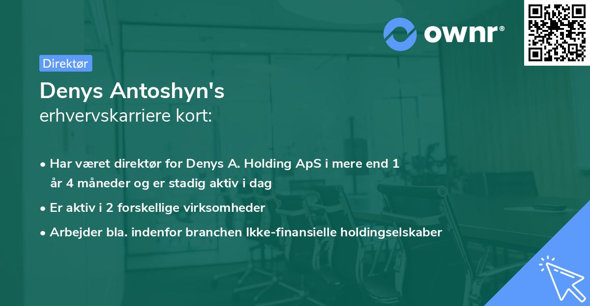 Denys Antoshyn's erhvervskarriere kort