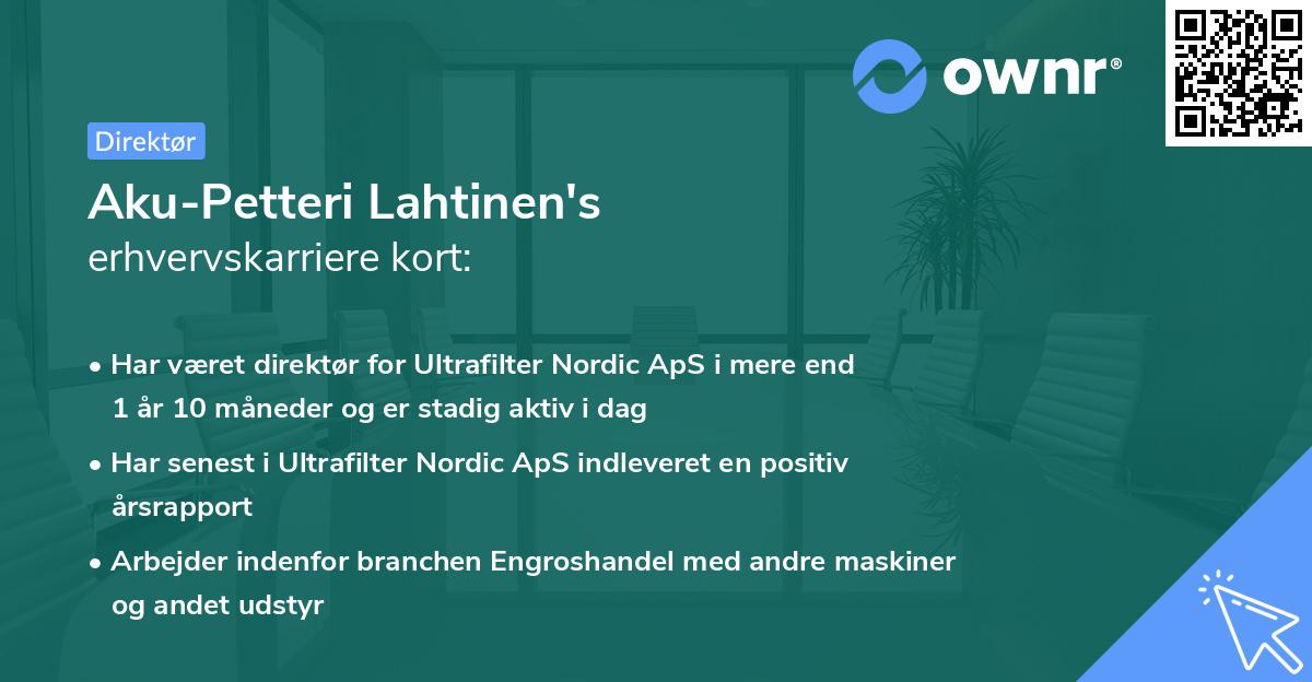 Aku-Petteri Lahtinen's erhvervskarriere kort