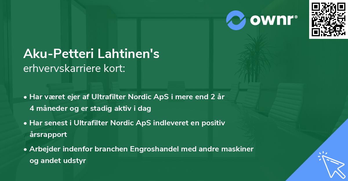Aku-Petteri Lahtinen's erhvervskarriere kort