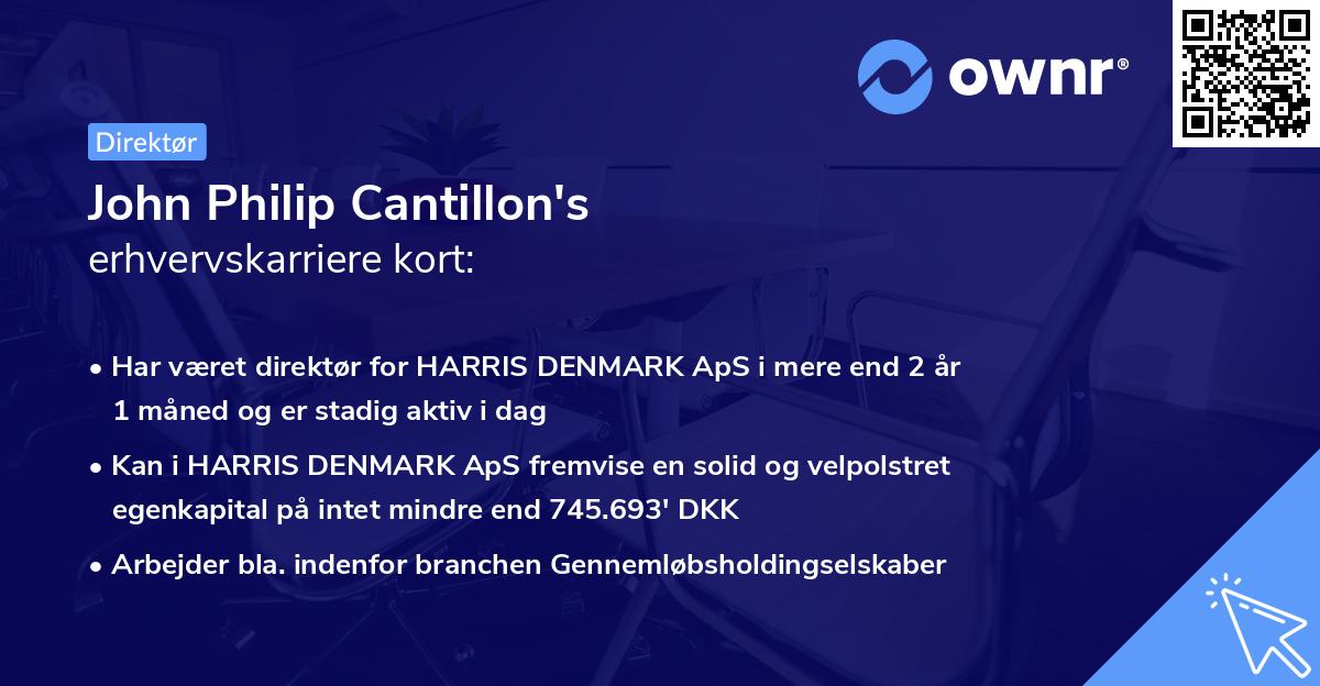 John Philip Cantillon's erhvervskarriere kort