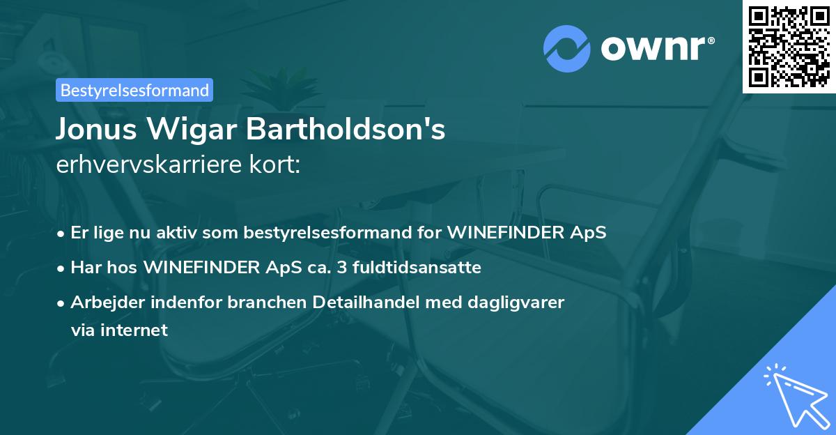 Jonus Wigar Bartholdson's erhvervskarriere kort